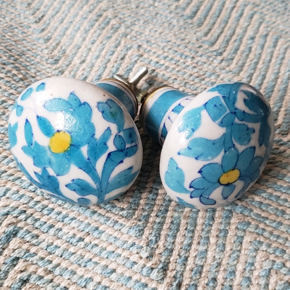Blue Floral Doorknobs - Picture 3 of 5